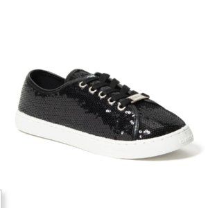 NWOT Dyanna Black Sequined Bling Skater Sneakers